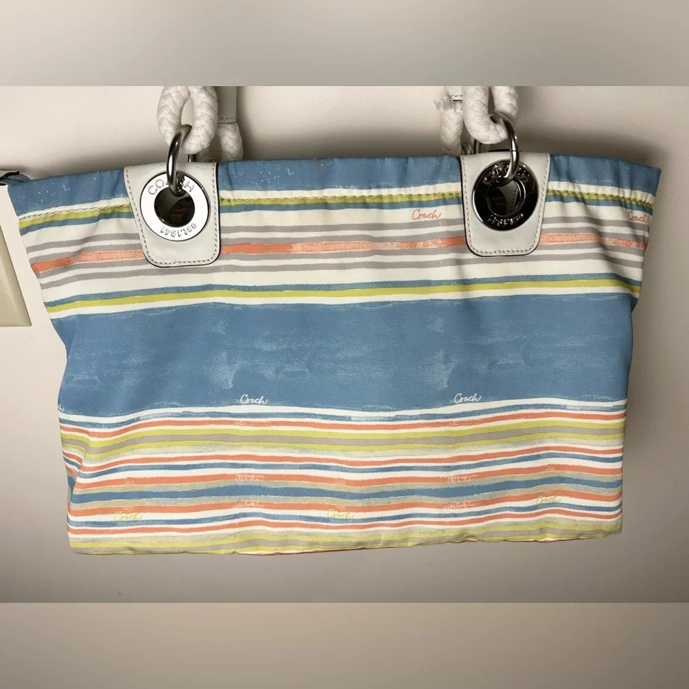 COACH Nautical East West Striped Beach‎ Summer Theme Purse F16624 Limited Ed